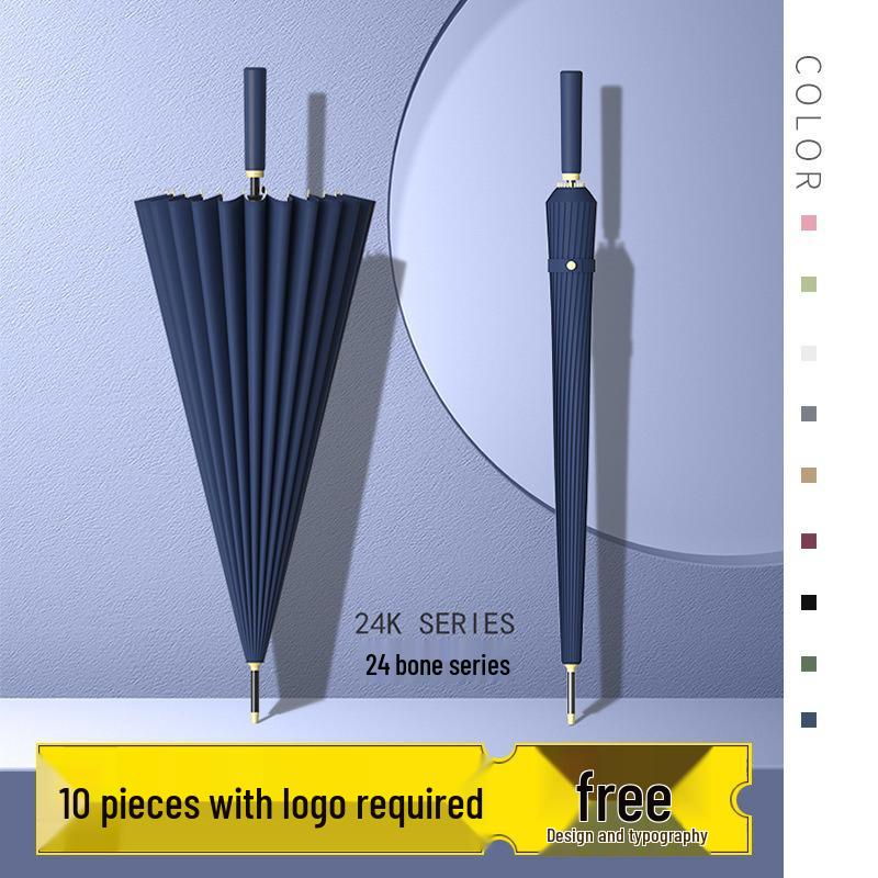 Windproof Double Canopy Umbrella with 24 Ribs and Long Handle