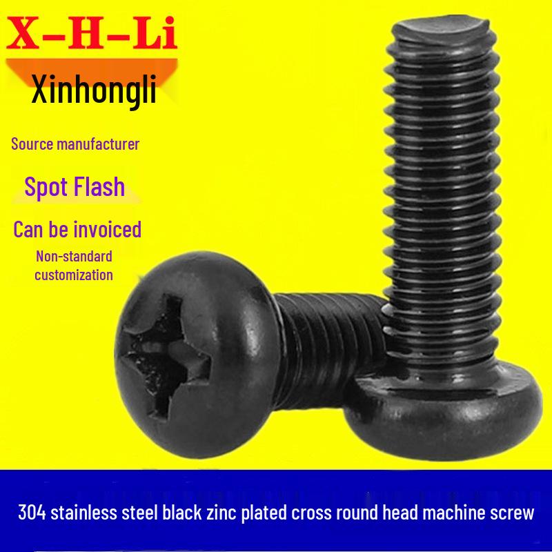 

304 Stainless Steel Black Zinc Phillips Round Head Machine Screws M2*4