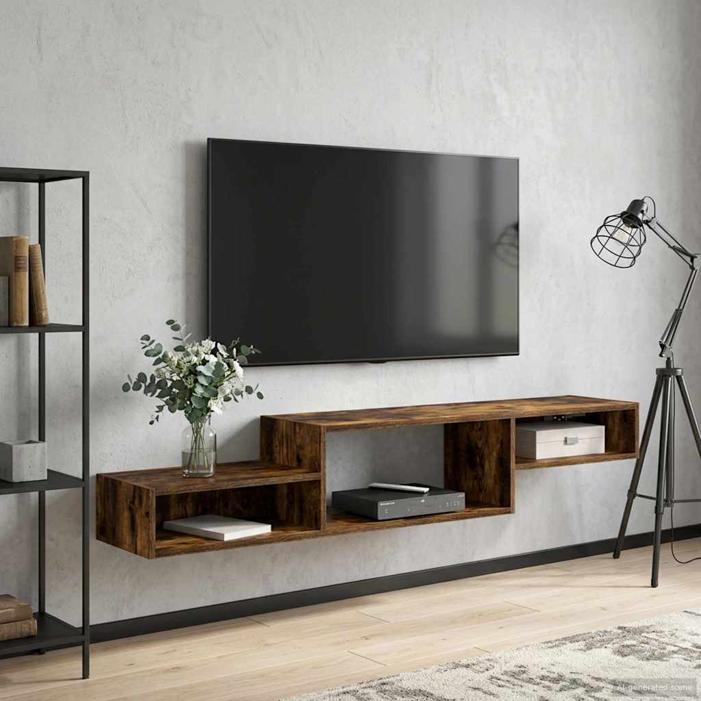 Wall Mounted TV Cabinet Wall Bracket Smoked Oak