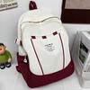 Blocked Simple Color Striped Letter Pattern Student Large Backpack Capacity