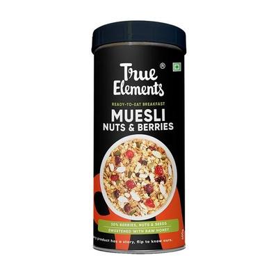 True Elements Muesli croquant aux noix et aux baies 400 g - 100 % céréales complètes | Riche en nutriments | Petit-déjeuner riche en fibres | Délice du petit-déjeuner