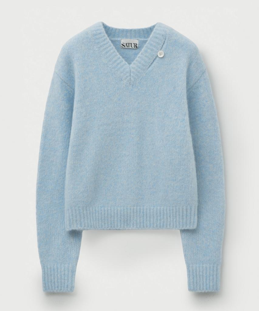 Seteo (W) Essen Two-Tone Mohair Blend Knit Sky Blue