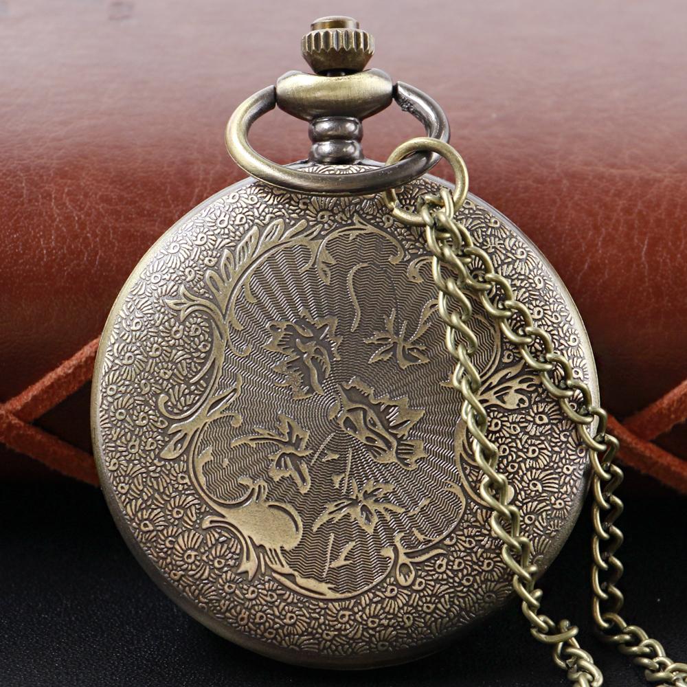 1913 Western Denim Vintage Classic Quartz Pocket Watch Bronze Pendant Necklace Chain Universal Fob Watch for Boys and Girls
