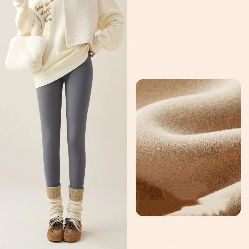 Podzim Zima Králičí Fleece Sharkskin Legíny Dámské Ležérní Základní Zesílené Teplé Legíny Hnědé Fleecem Podšité Punčocháče