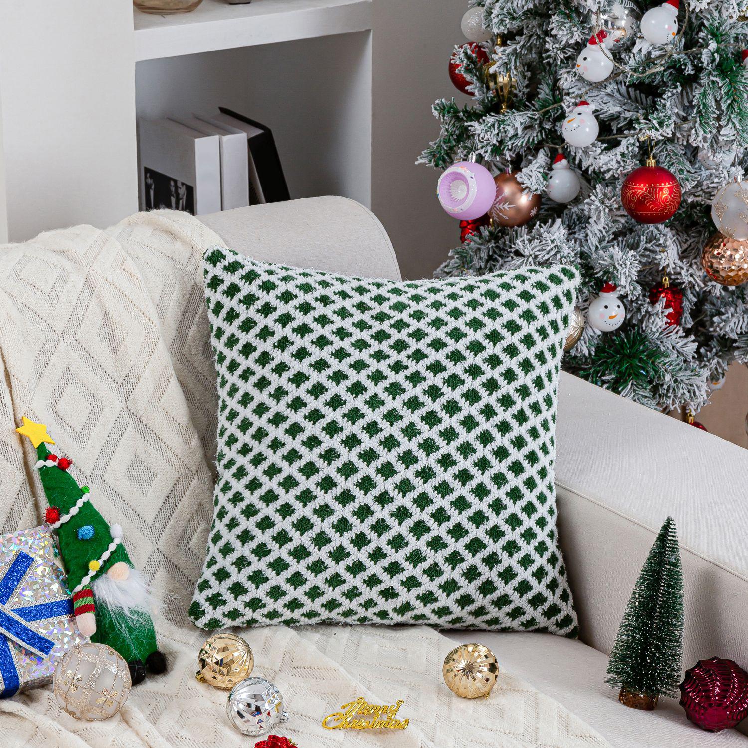 

Плюшевая жаккардовая наволочка с ромбовидным узором - Декоративный чехол для подушки для гостиной, спальни, дивана 45x45cm (without pillow insert)