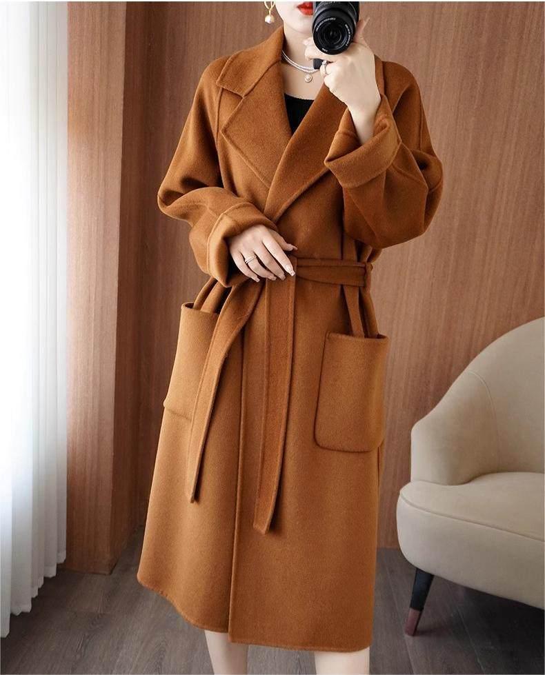 Manteau en laine ample mi-long pour femme, double face en cachemire, Automne/Hiver, style coréen