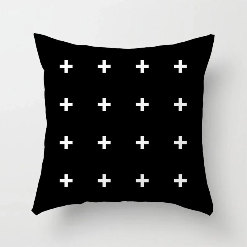 Home Decorated Black and White Geometric Cube Letter Printing Cushion Cushion Car Bedroom Living Room Sofa Pillow Sleeve