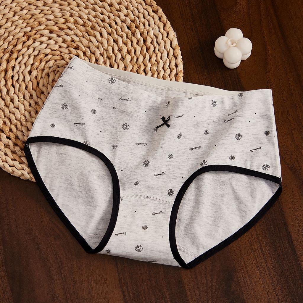 Women S Cotton Mid Waist Floral Antibacterial Underwear Full Cotton Long Crotch Daily Use