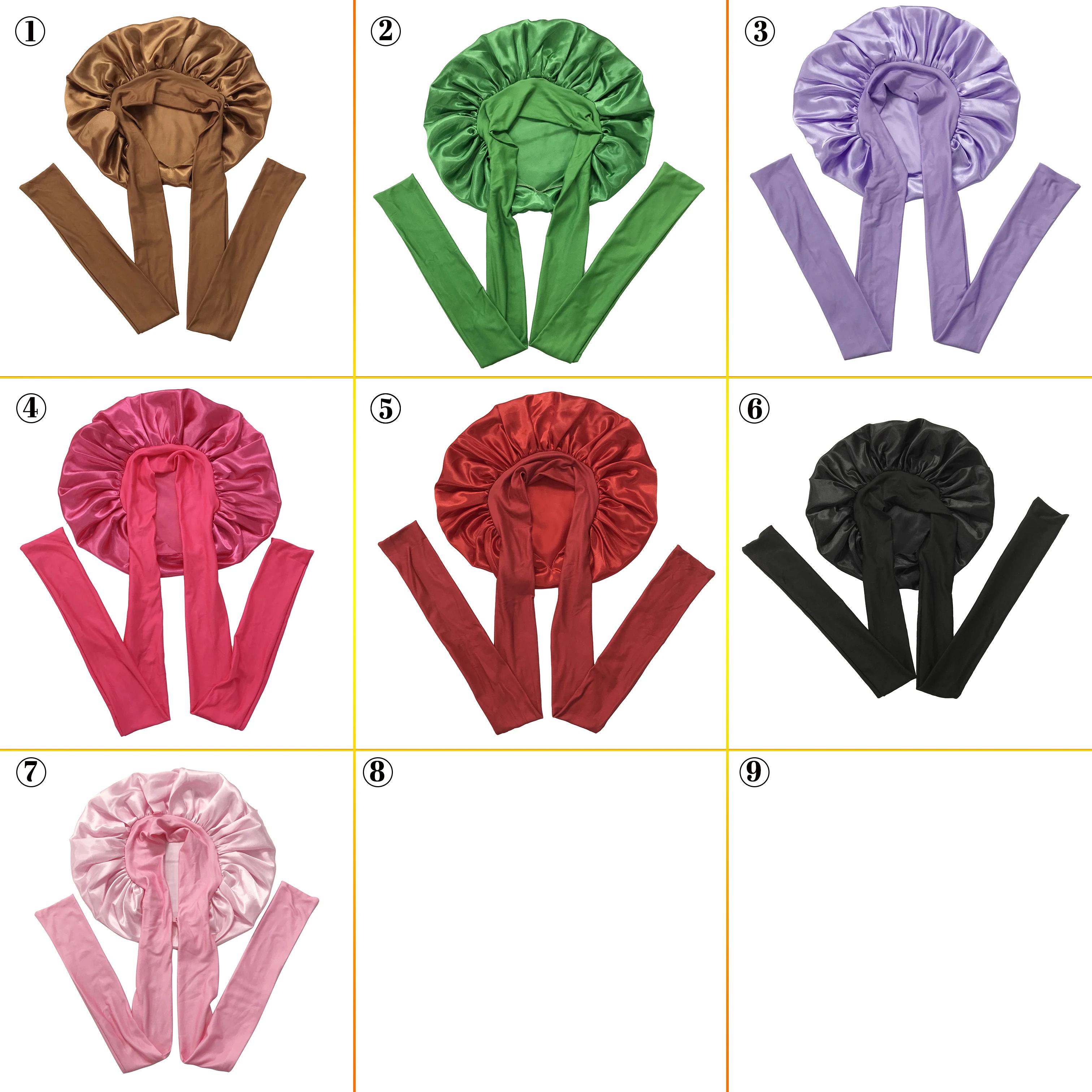 Wholesale High Quality Soft Bonnet and Satin Hair Wraps Tie Band Sleeping Hair Cap Bonnet for Women Silk Bonnets