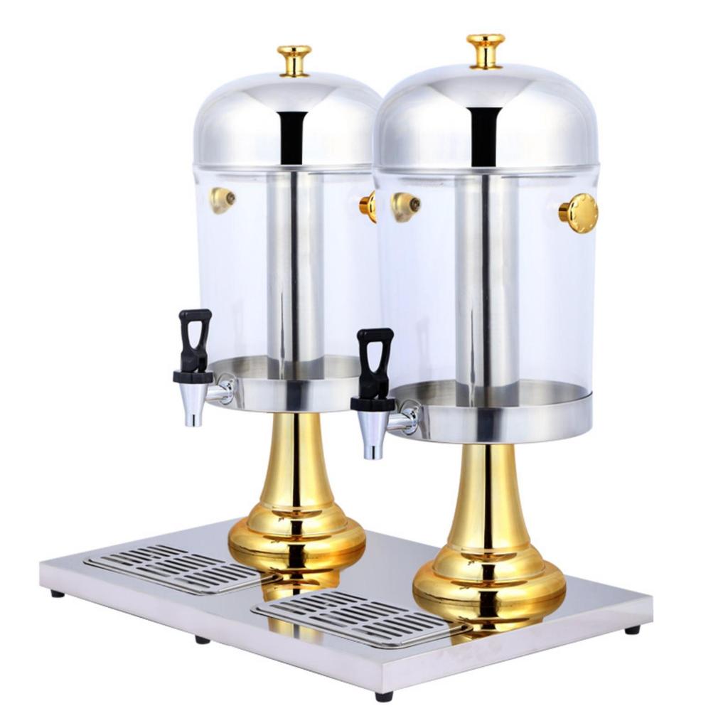 Commercial Drink Server Pedestal Stands Transparent Double-Head Juice Dispenser
