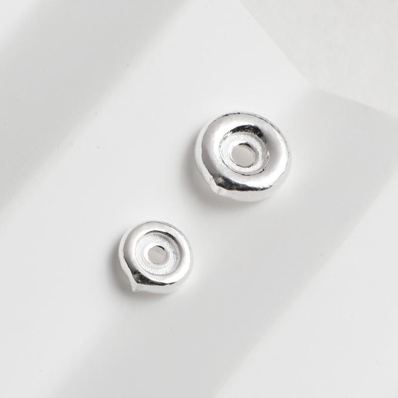S925 Sterling Silver Flat Round Spacer Beads for DIY Bracelet Weaving