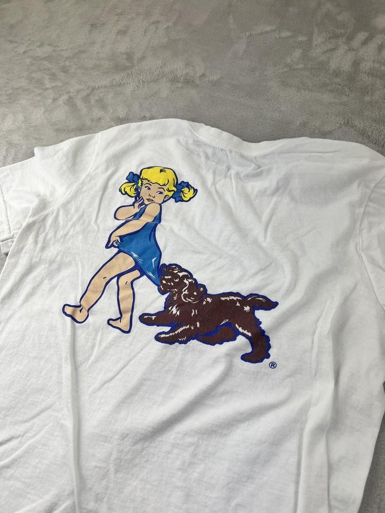 Vintage Coppertone Shirt Mens Small White Graphic Promo Tee Sunblock Dog 90s Y2K Unisex T-Shirt S