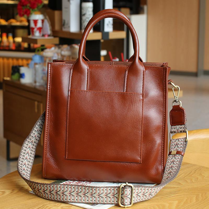 New fashion leather women's bag first layer cowhide handbag large capacity casual shoulder messenger bag tide