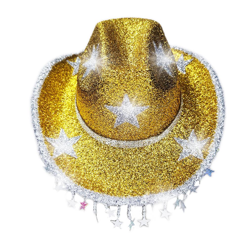 Star Tassel Hat Rose Red Western Cowboy Hat Star Party Hat Blue For Costume Event Festival Cowboy Theme