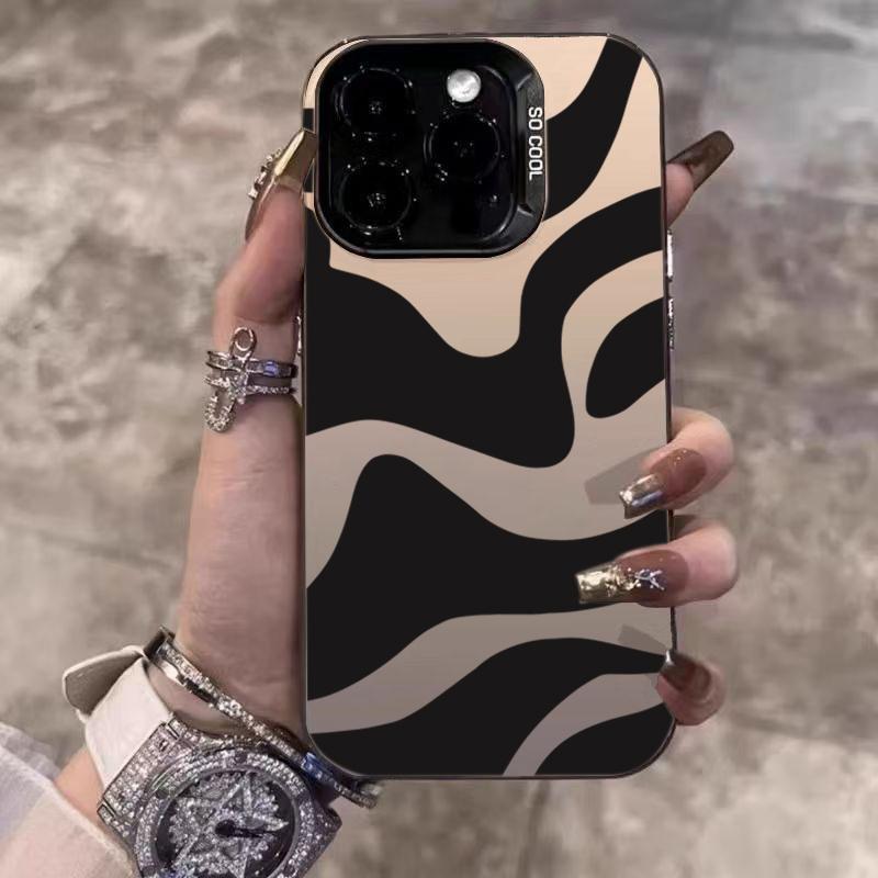 

Чехол для телефона iPhone 11 12 13 14 15 16 17 Pro Max XS X XR 7 8 Plus 16E 17 Air 17 Черно-синий чехол с узором в виде нерегулярных полос iPhone17 Pro Max