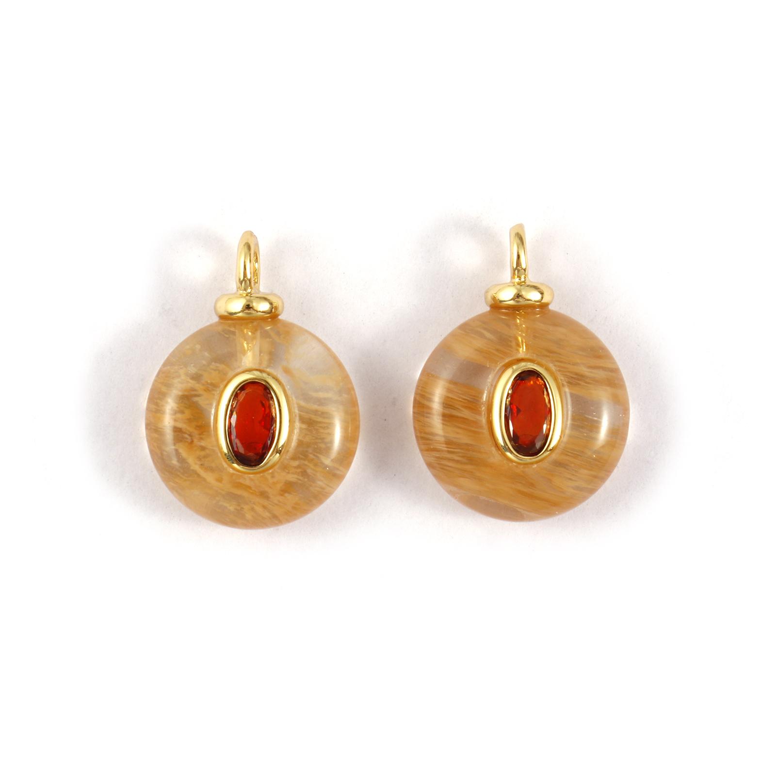 

1PC Natural Stone Brass Charms 18K Gold Plated Cubic Zirconia & Gemstone Geometric Pendants for Women Diy Necklace Making