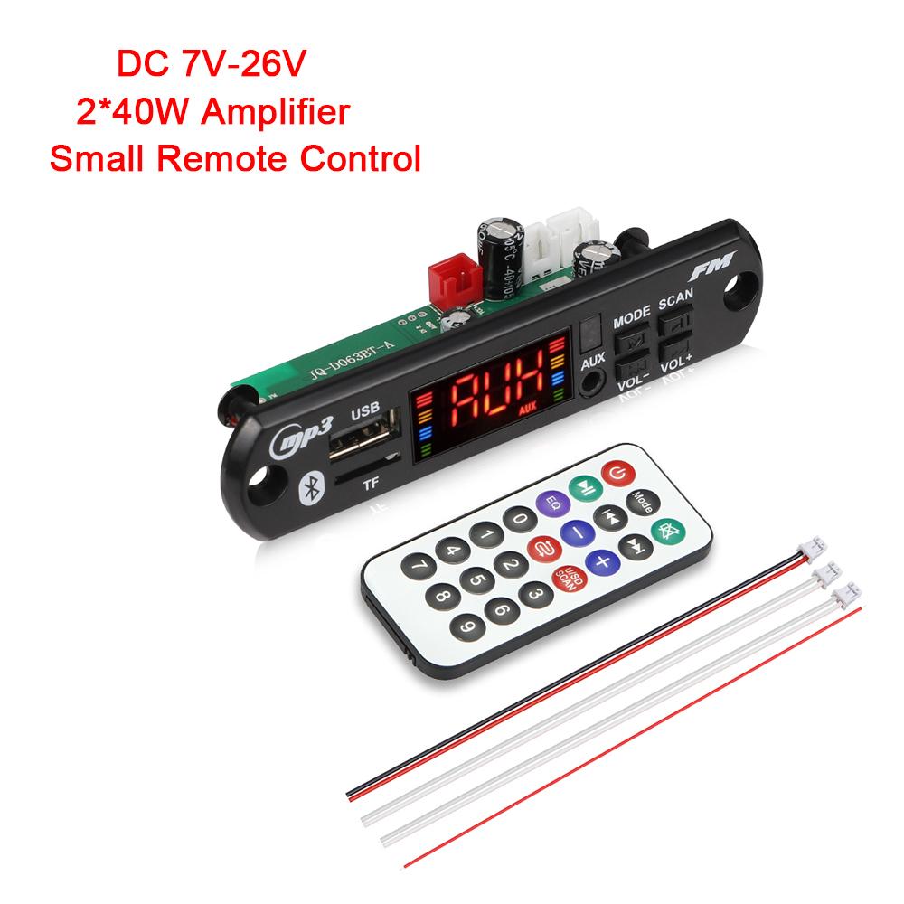 2*40W MP3 WAV Decoder Board Bluetooth 5.0 80W Amplifier Support USB TF FM Radio Mp3 Music Player Speaker Handsfree Car Audio