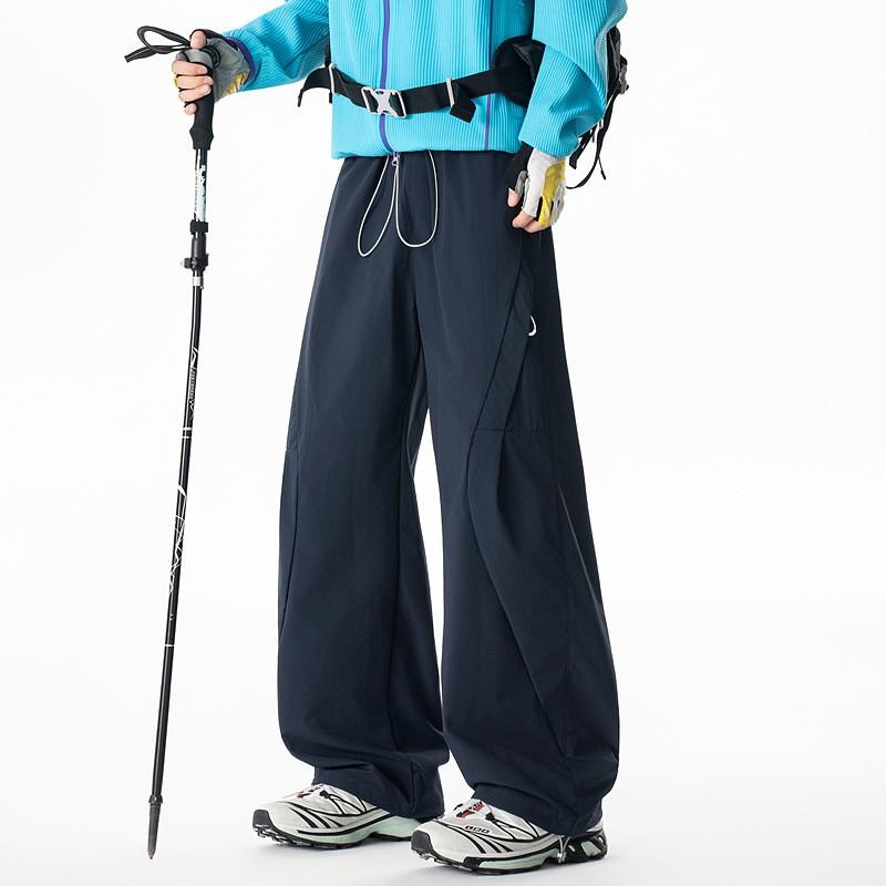 Mens Casual Straight Leg Pants Breathable Solid Color Outdoor Hiking Trousers Young Adults
