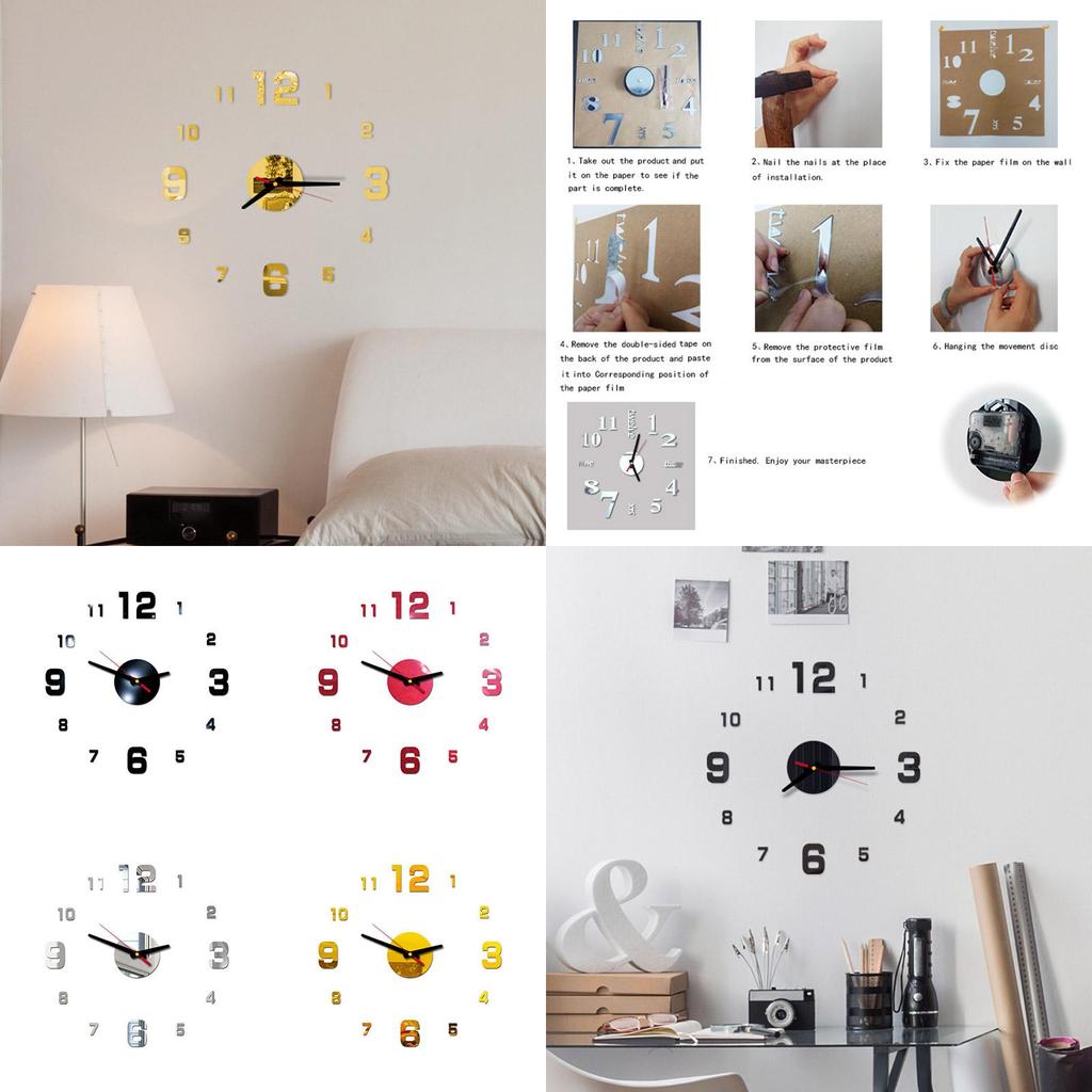 Elegant 3d Diy Acrylic Digital Wall Clock For Creative Home Living Room Decoration