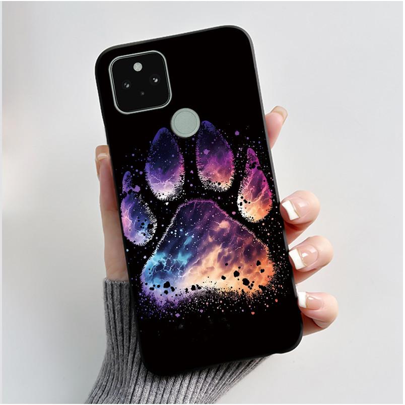 

Case For Google Pixel 4a 5G/5 XL/5 XL 5G Soft Silicone Black Case Elegant Style Viral Pattern Blue Sky, Garden Rosy Cloud Casing Google Pixel 5 XL 5G