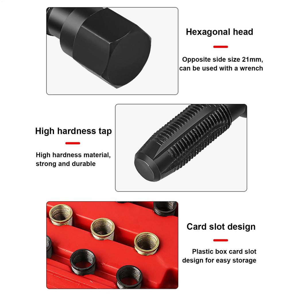 Plug Tool Kit 16 Piece Professional Socket Plug Thread Repair Kit With Portable Case For Truck Car Suv Rv Sedan Automotive