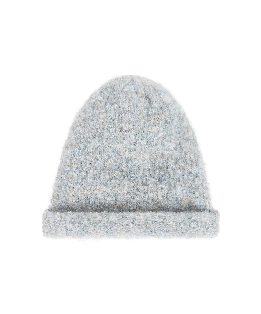 Bajal Va Brooch Melange Wool Rolling Beanie Blue Mix