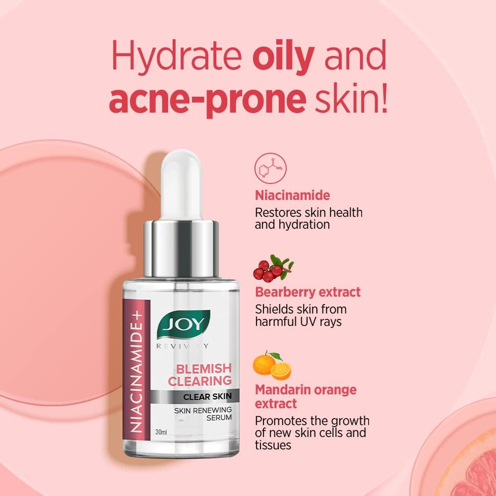 JOY Blemish Clearing Niacinamide Face Serum 30ml Pack for Clear, Radiant Skin and Even Complexion
