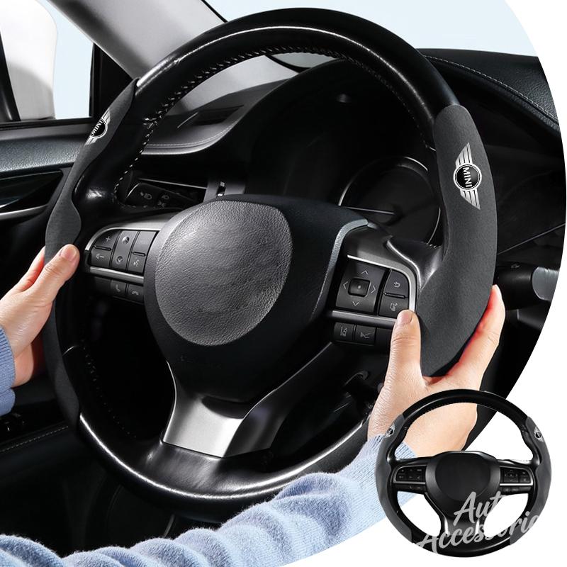 Suede Car Steering Wheel Cover Anti-Slip Protect Accessories For BMW Mini Cooper One JCW F54 F55 F56 F60 R50 R52 R53 R60 Sticker