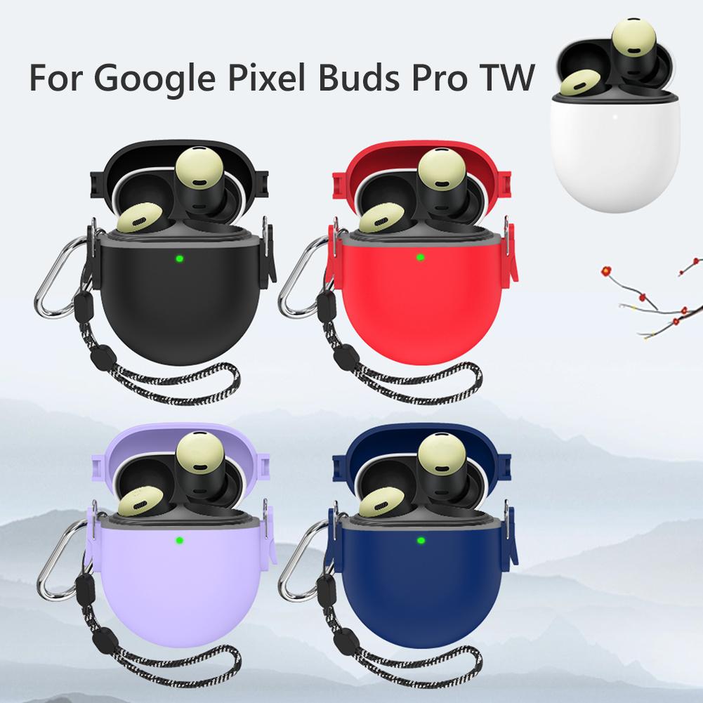 Kopfhörerhülle mit Lanyard-Haken TPU PC Kopfhörerhülle Wasserdichtes Bluetooth-Etui Zubehör für Google Pixel Buds Pro