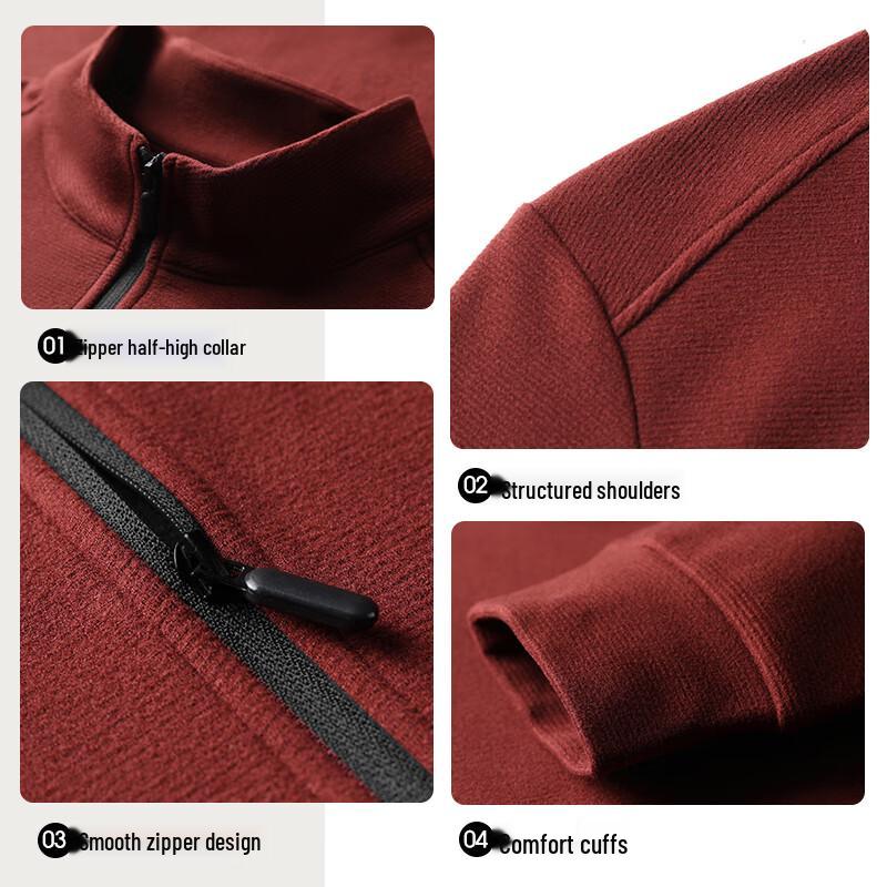 SHANSHAN Men's Autumn Long-Sleeve Merino Blend Polo T-Shirt