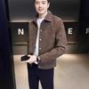 Men's Suede Jacket - 2024 Spring/Autumn Trend, Japanese & Korean Style, Coffee/Black