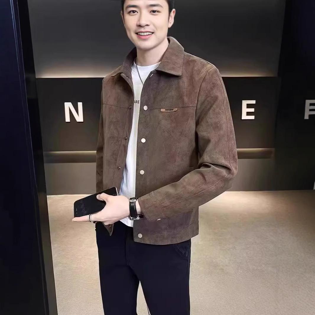 

Men s Suede Jacket - 2024 Spring/Autumn Trend, Japanese & Korean Style, Coffee/Black M кавовий