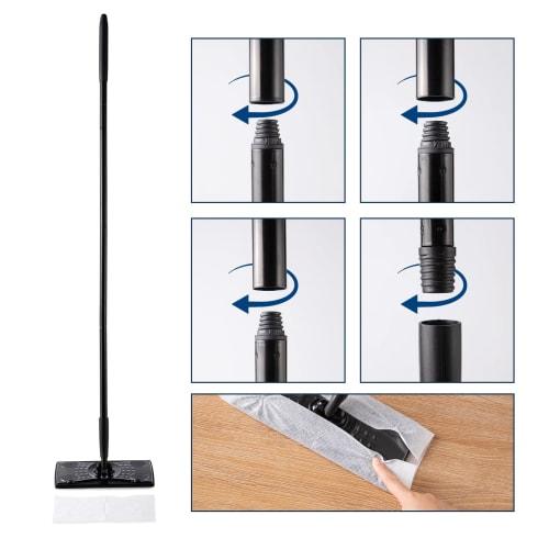 Eyliden Floor Wiper, Floor Mop, Black, Joint Type, Cleaning Tool, Floor Wiper, Cleaning Sheet, Pack of 10 Dry Sheets