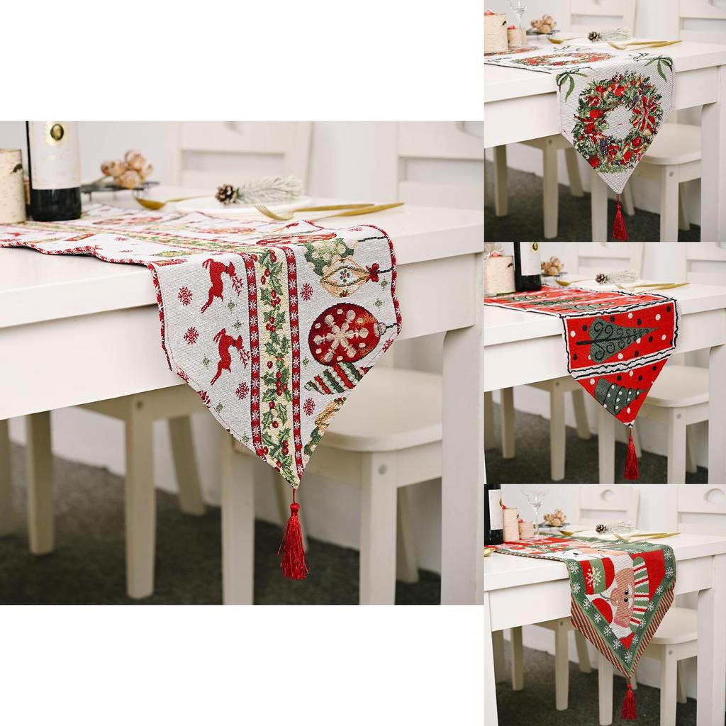 Christmas Knitted Tablecloth With Embroidered Snowman And Festive Decor For Holiday Dining