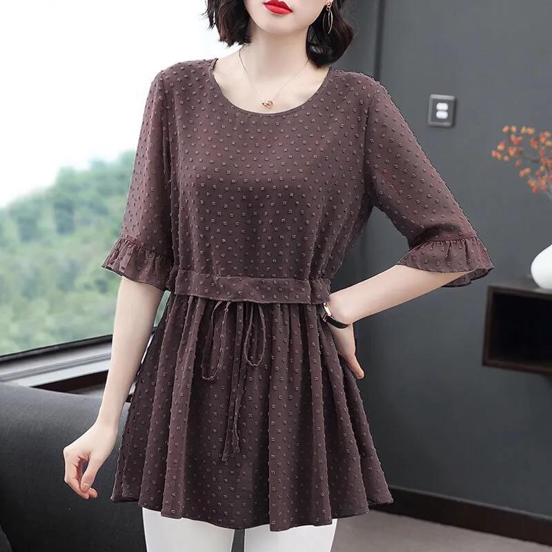 Summer Women's Plus Size Loose Tunic Chiffon Shirt Sleeve Top Blouse