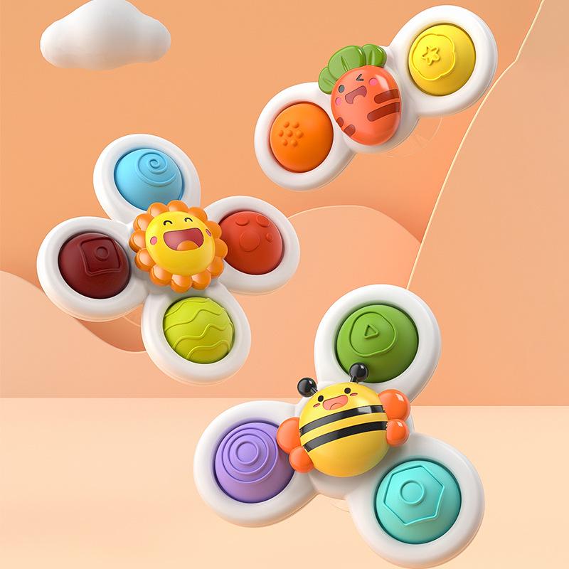 Baby Bath Spinner Rattle Toy - Suction Cup Finger Spinner for Water Play
