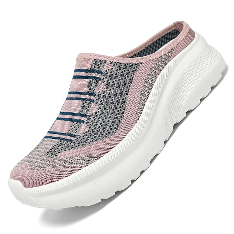 

Knitted Mesh Walking Shoes Women Fashion Thick Sole Slippers Lightweight Soft Casual Footwear for Traveling Height-increasing 42 рожевий