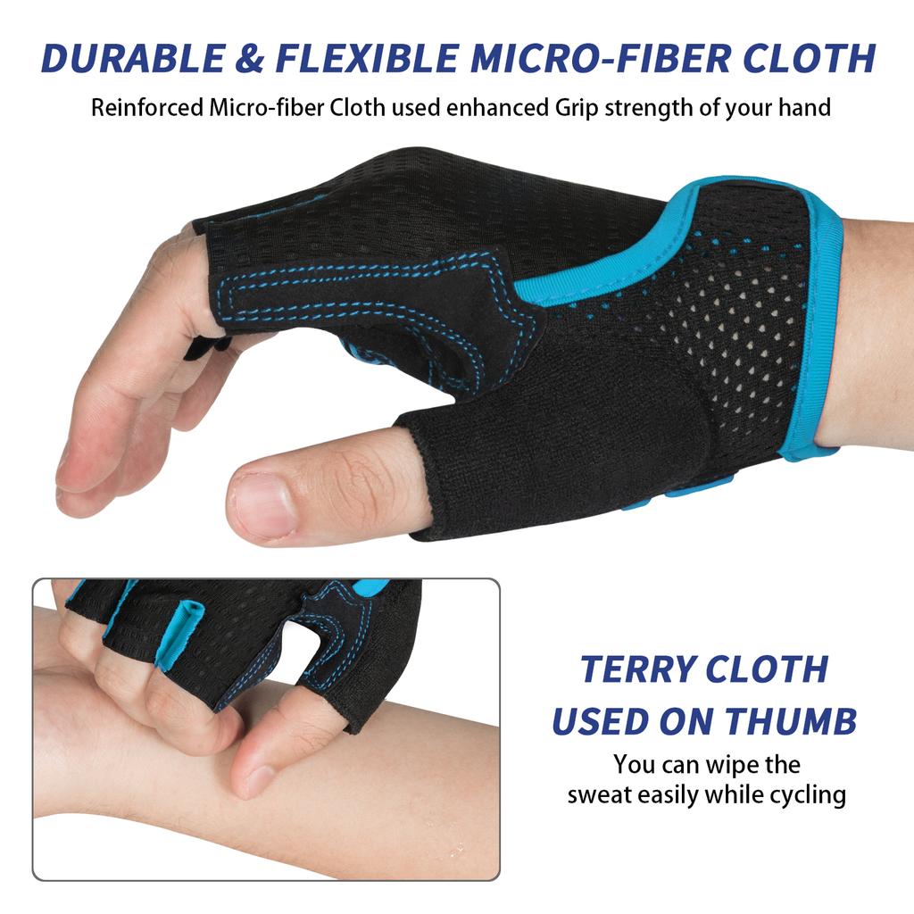 MOREOK Half Finger Bike Gloves 5MM Silicone Pads Bicycle Gloves Shock-Absorbing Non-Slip Mountain Cycling Gloves