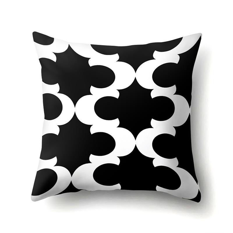 Polyester Pillowcase Black and White Printed Pillowcase Waist Cushion Cover Geometric Cushion Head Cushion Cover