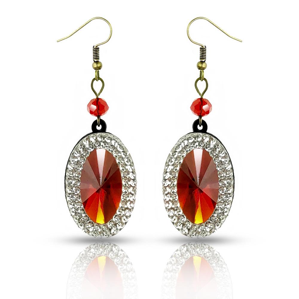 Boucles d'oreilles pendantes Baroques Vintage en Cristal et Dentelle pour Femmes - Noir.