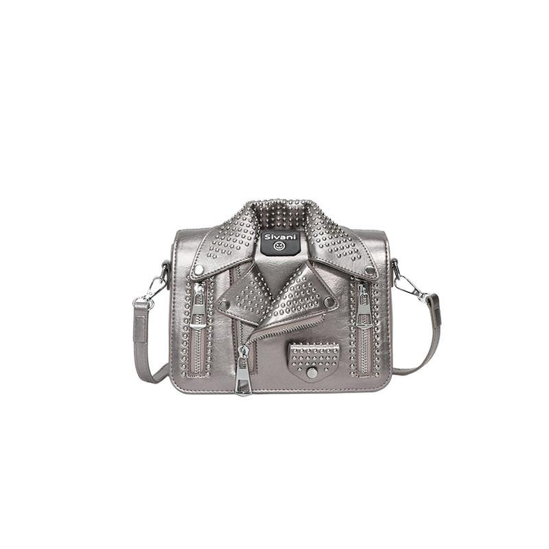 Street Style Pu Small Square Bag With Metal Studs For Daily Use