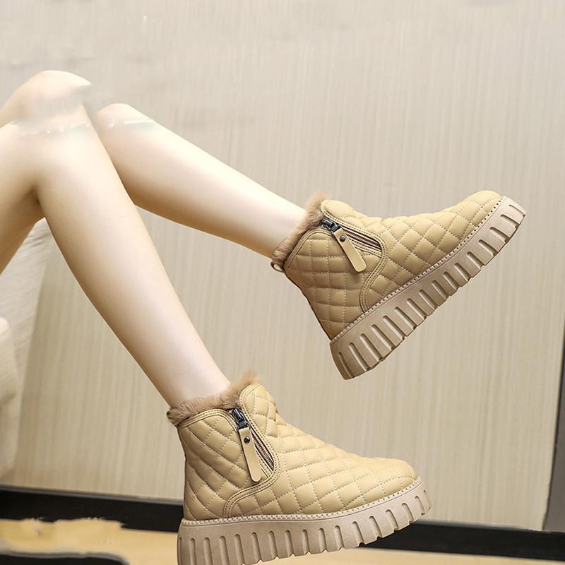 Warm Fleece Lined Thick Bottom Snow Boots Women's Winter Shoes Boots Comfortable Casual Round Toe