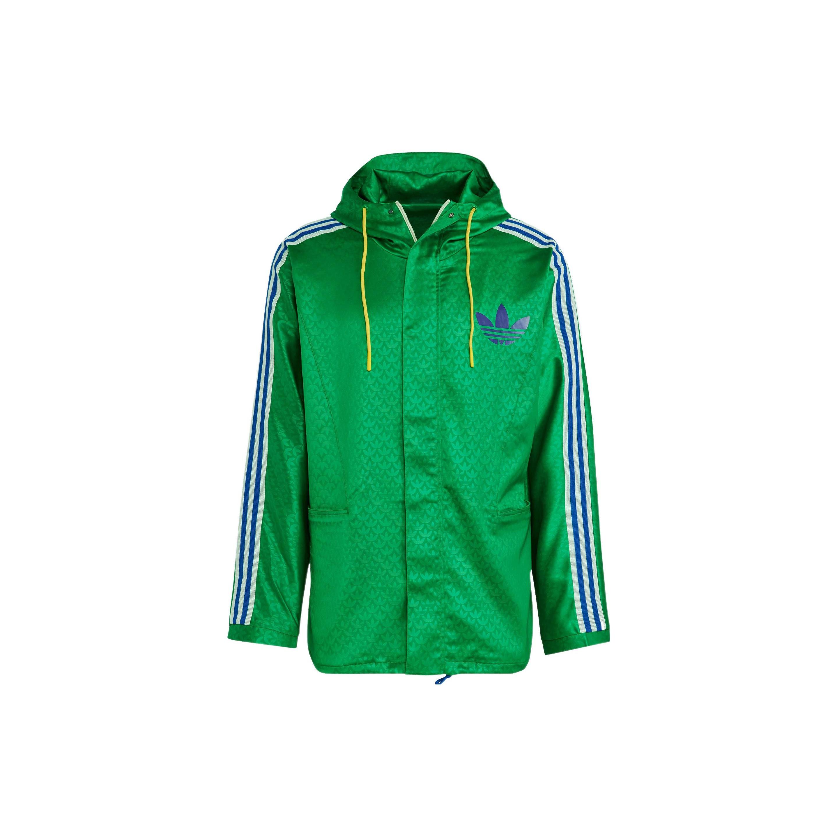 adidas originals Windbreaker Logo Printing Hooded Drawstring Sports Jacket  Green  Men s IB3440 XXL