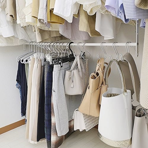 White Swing Hanger, Small, Extendable, Standard Size, 11-Level Adjustment, Slim, Scandinavian Design, 2-Tier, Closet Storage, Hanging, Swing Hanger, E