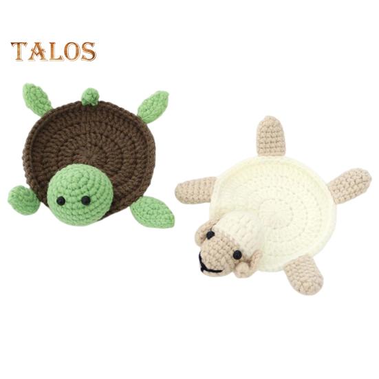 Knitted Turtle Coaster Adorable Crochet Cup Mats Heat-Resistant Absorbent Table Placemats Non-Slip Sheep Drink Coasters for Kitchen Office