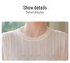 Elegant Gauze Sleeve Striped Knit Sweater for Middle-Aged Women - Slimming Spring Top for Moms