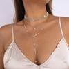 Boho Back Chain Metal Rhinestone Necklace Retro Multi-Layer Necklace  Wedding