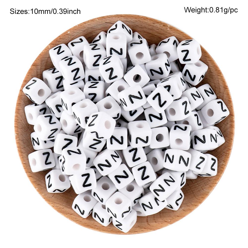

80Pcs 10*10MM Square White Letter Acrylic Beads A-Z Cube Loose Spacer Alphabet Beads For Jewelry Making Diy Accessories 80 Pcs