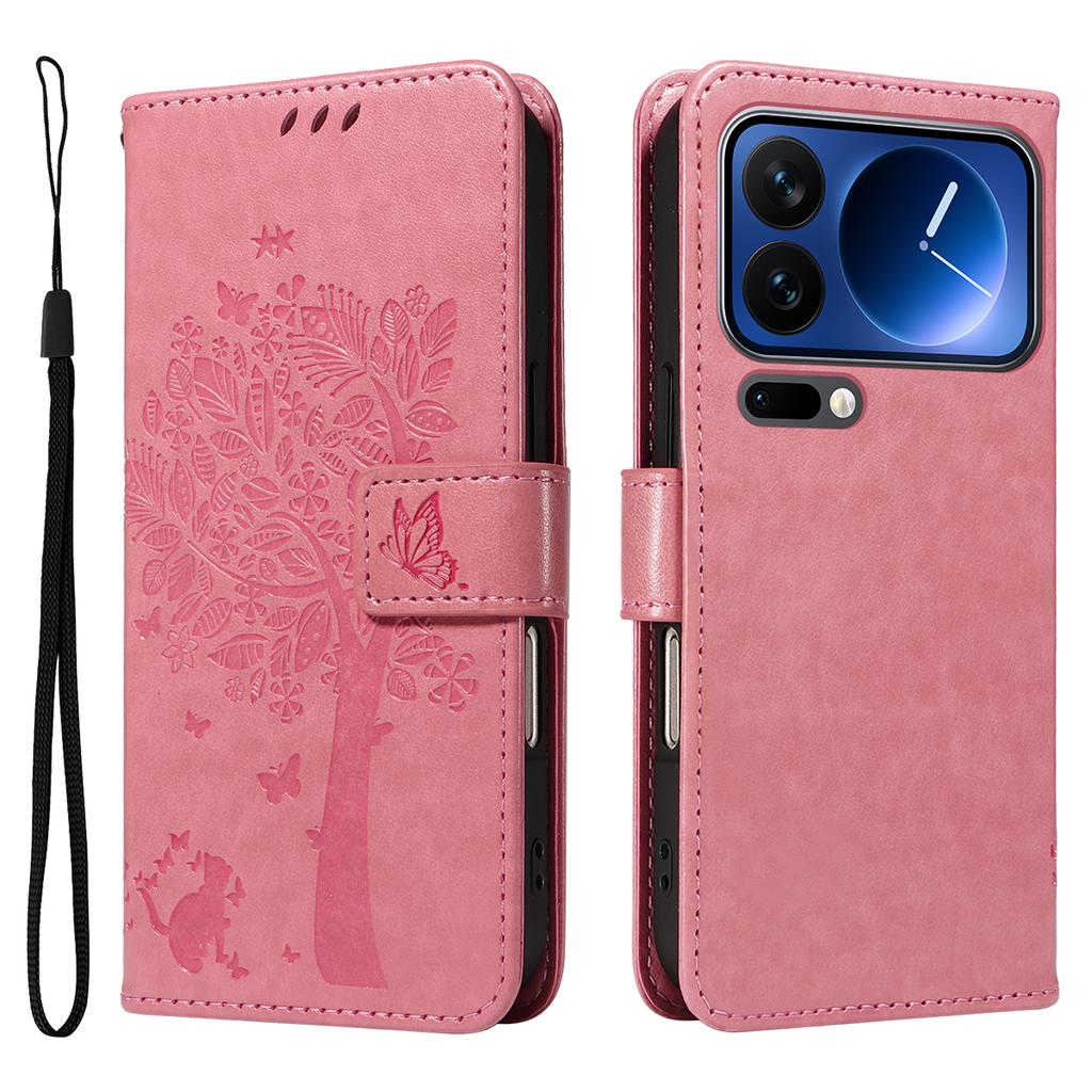 For Xiaomi 17 Pro Phone Case with Stand Cat Tree Pattern Leather Wallet Mobile Cover