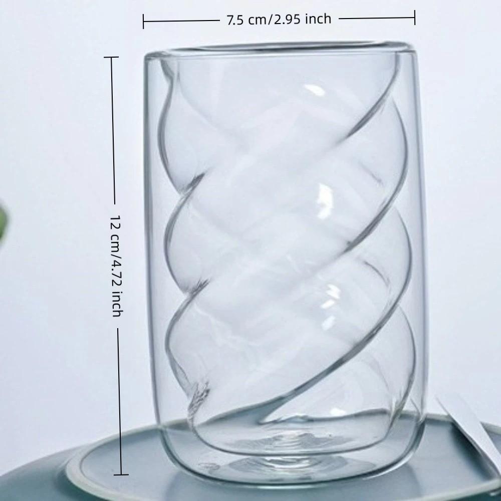Taza de Café de Doble Pared con Diseño Retorcido Vaso Transparente para Jugo Vaso de Agua Vaso de Cerveza Uso en Bar